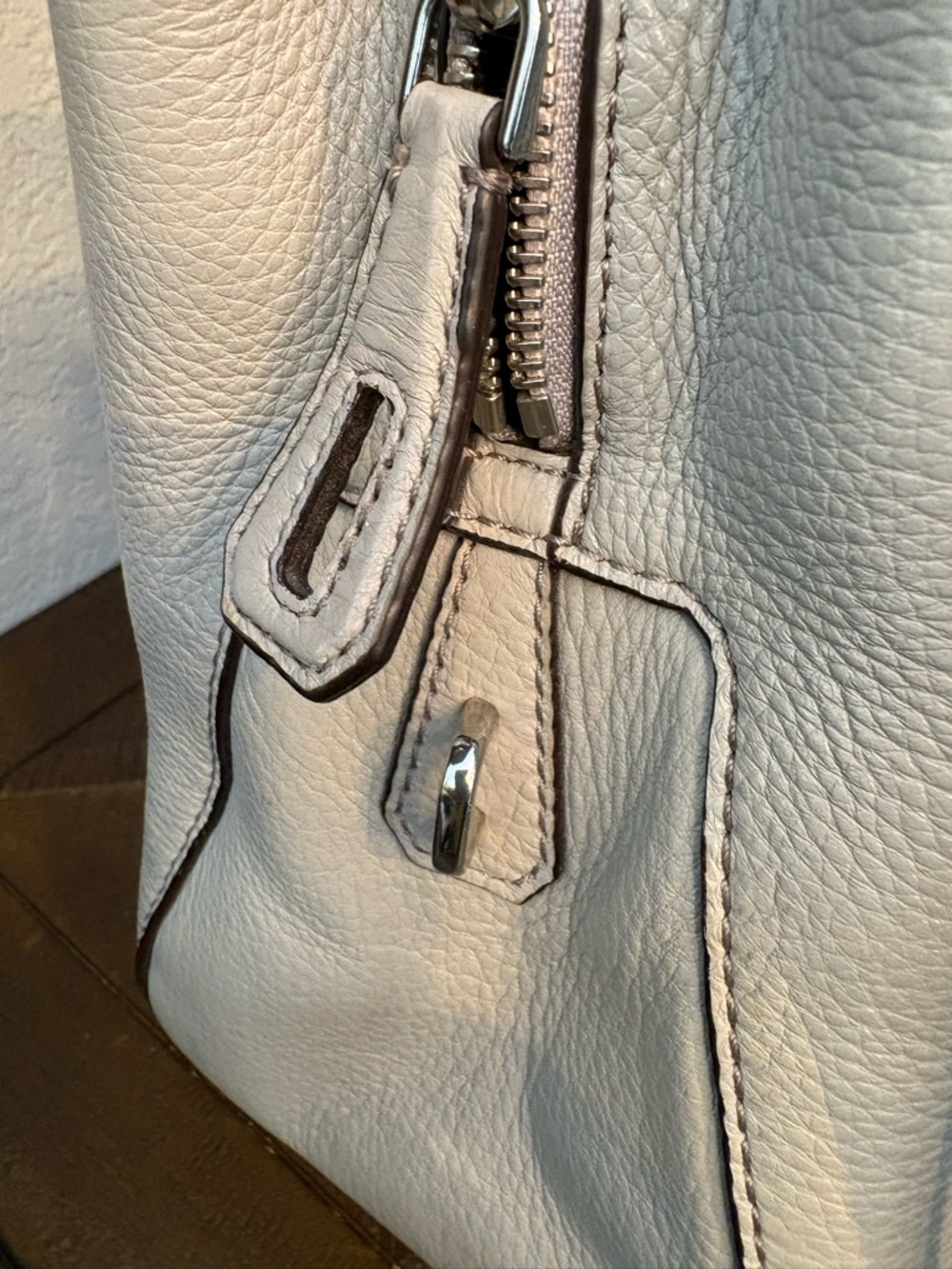 Michael Kors Pebbled Leather Satchel in Light Gray - Picture 6 of 13